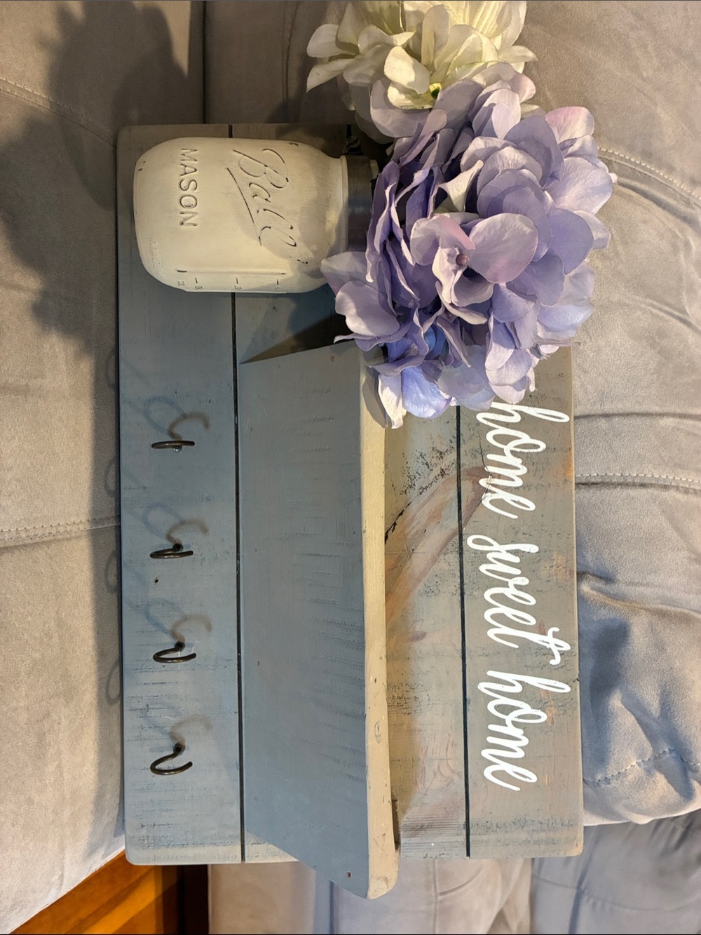 Home Sweet Home Wooden Wall Shelf - gray